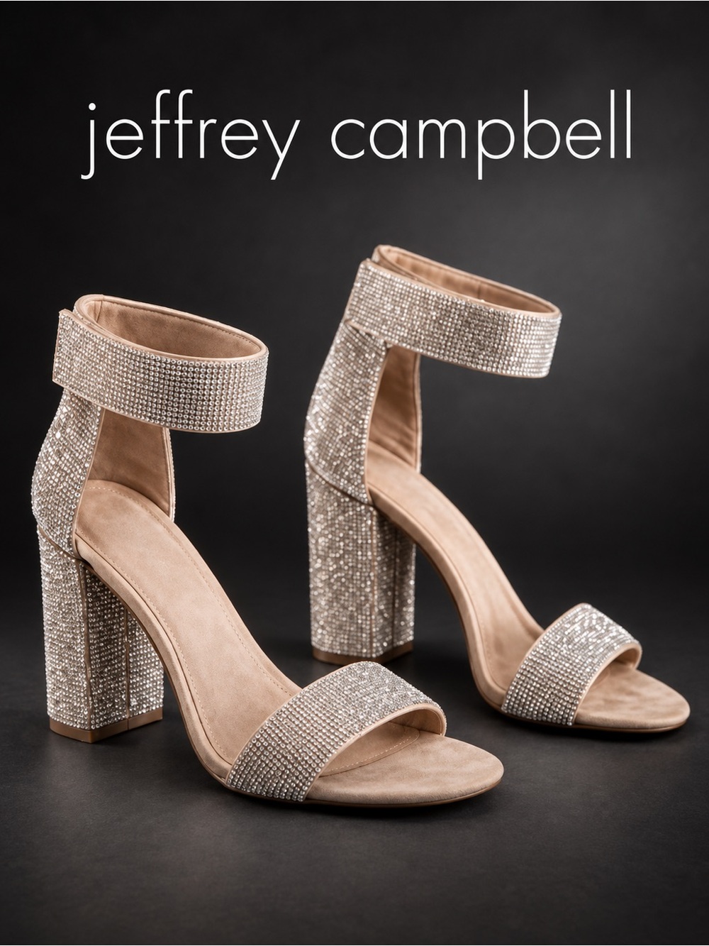 Jeffrey Campbell Lindsay Rhinestone Sparkle Block Heel Sandals